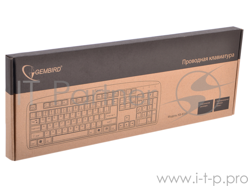 Клавиатура Gembird KB-8350U, USB, белый, лазерная гравировка символов