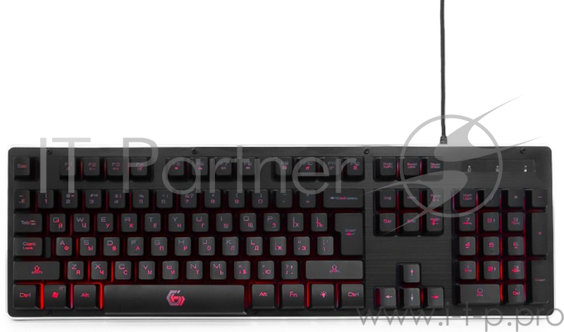 Клавиатура игровая Gembird KB-G400L, USB, металл. корпус, подсветка 3 цвета, кабель ткан. 1.75м