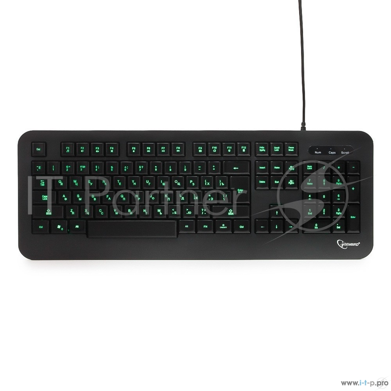 Клавиатура с подсветкой Gembird KB-230L, USB, черный, 104 клавиши, подсветка 3 цвета, кабель 1.45м