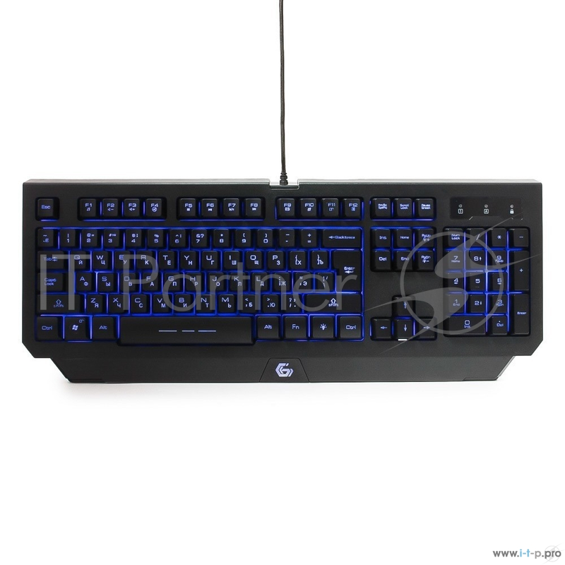 Клавиатура игровая Gembird KB-G300L, USB, черный, 104 клавиши, подсветка 3 цвета, FN клавиши, кабель тканевый 1.75м