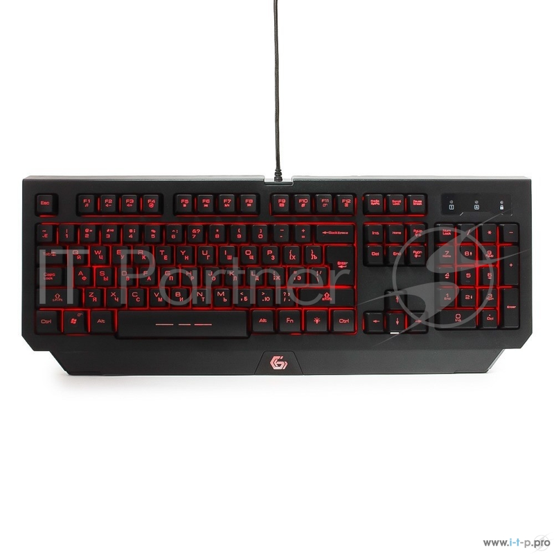 Клавиатура игровая Gembird KB-G300L, USB, черный, 104 клавиши, подсветка 3 цвета, FN клавиши, кабель тканевый 1.75м