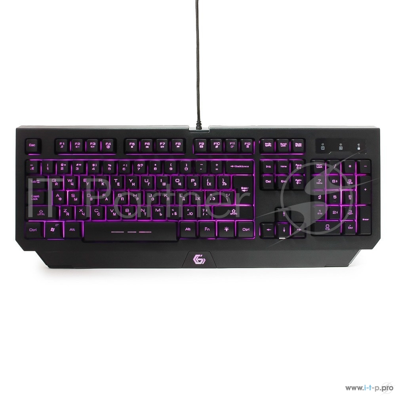 Клавиатура игровая Gembird KB-G300L, USB, черный, 104 клавиши, подсветка 3 цвета, FN клавиши, кабель тканевый 1.75м