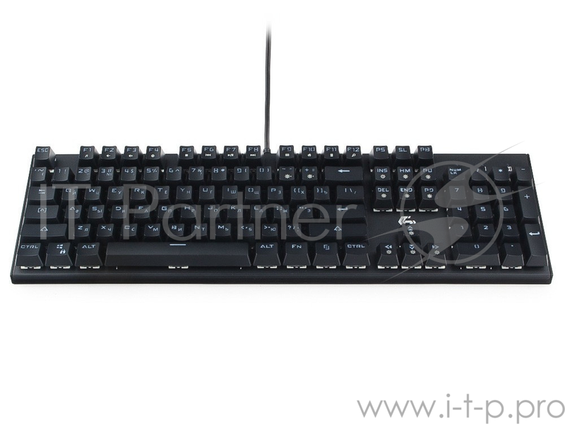 Клавиатура механ Gembird KB-G550L, USB, черн, переключатели Outemu Blue, 104 клавиши, подсветка 6 цветов 20 режимов, FN, кабель тканевый 1.8м