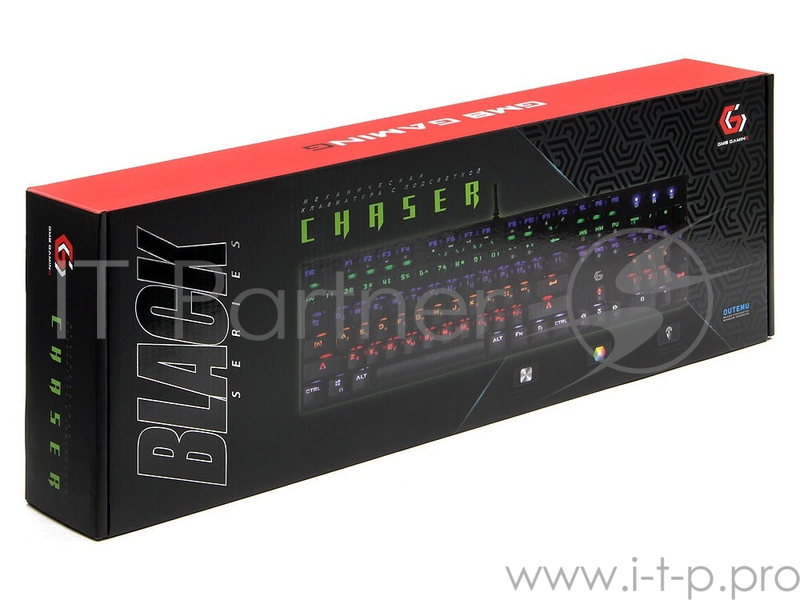 Клавиатура механ Gembird KB-G550L, USB, черн, переключатели Outemu Blue, 104 клавиши, подсветка 6 цветов 20 режимов, FN, кабель тканевый 1.8м