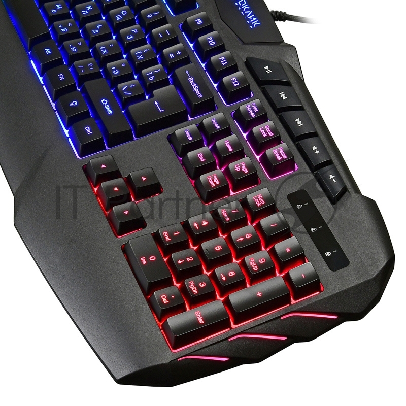 Клавиатура Oklick 777G PSYCHO черный USB Multimedia Gamer LED (подставка для запястий)