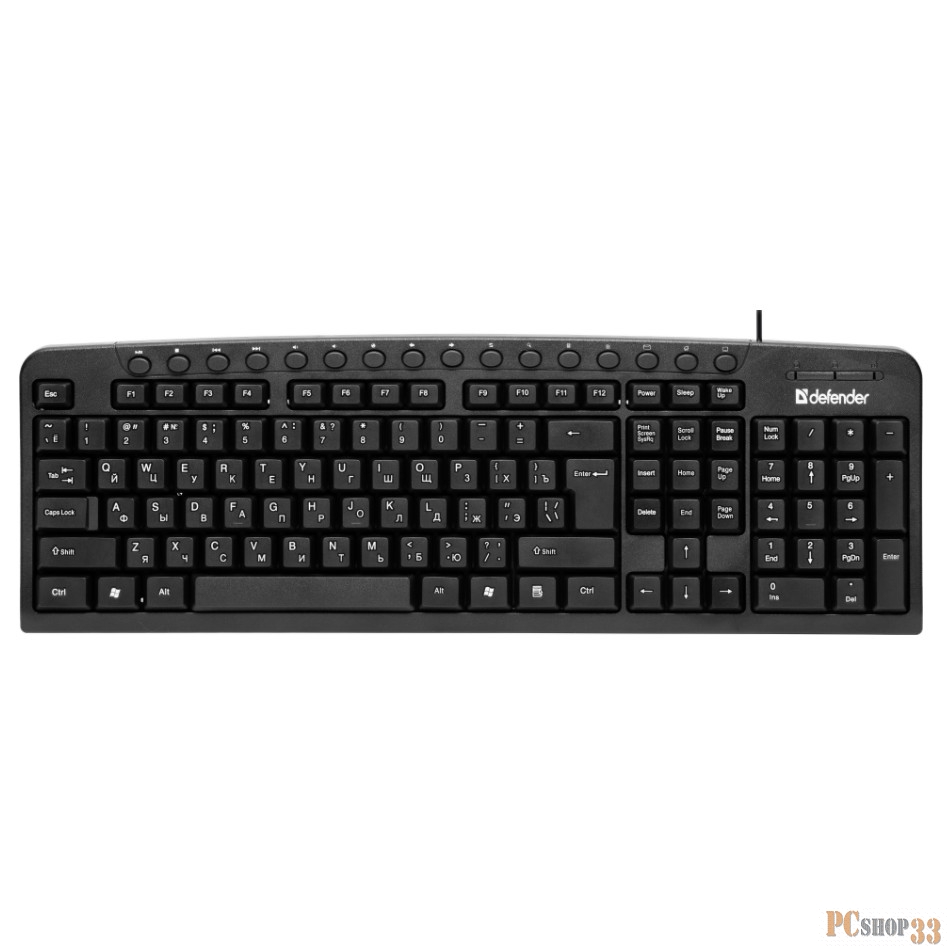 Клавиатура проводная Defender Focus HB-470 RU USB (Черный) 123клавиши (45470)