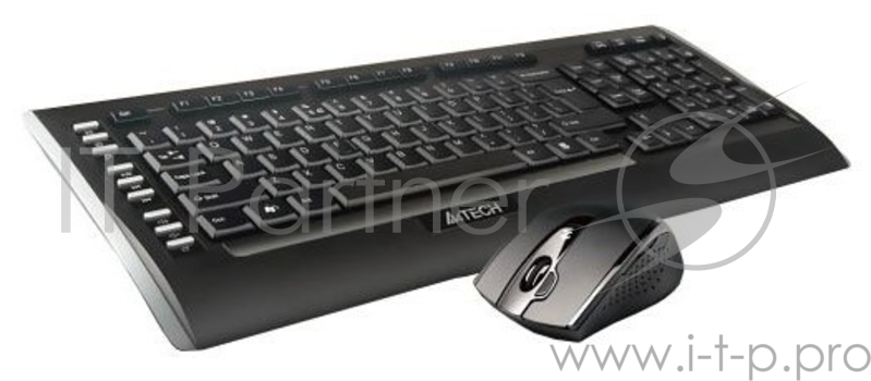 Клавиатура + мышь A4TECH W 9300F USB (черный), 2.4G наноприемник