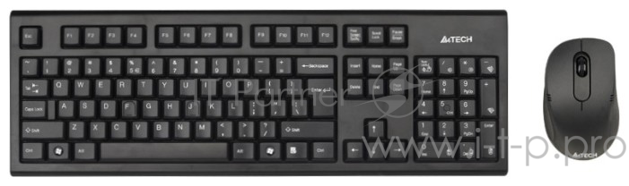Клавиатура + мышь A4 7100N клав:черный мышь:черный USB беспроводная