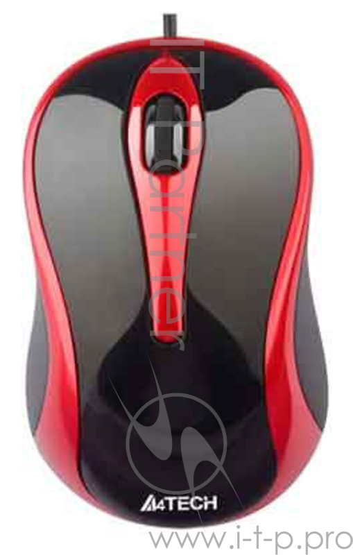 Мышь Проводная A4TECH N-350-2, USB (черный+красный) 2+1 кл-кн, V-Track