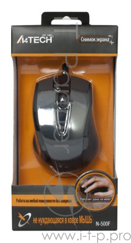 Мышь A4Tech N-500F (серый глянец/черный) USB, 3+1 кл.-кн.,провод.мышь
