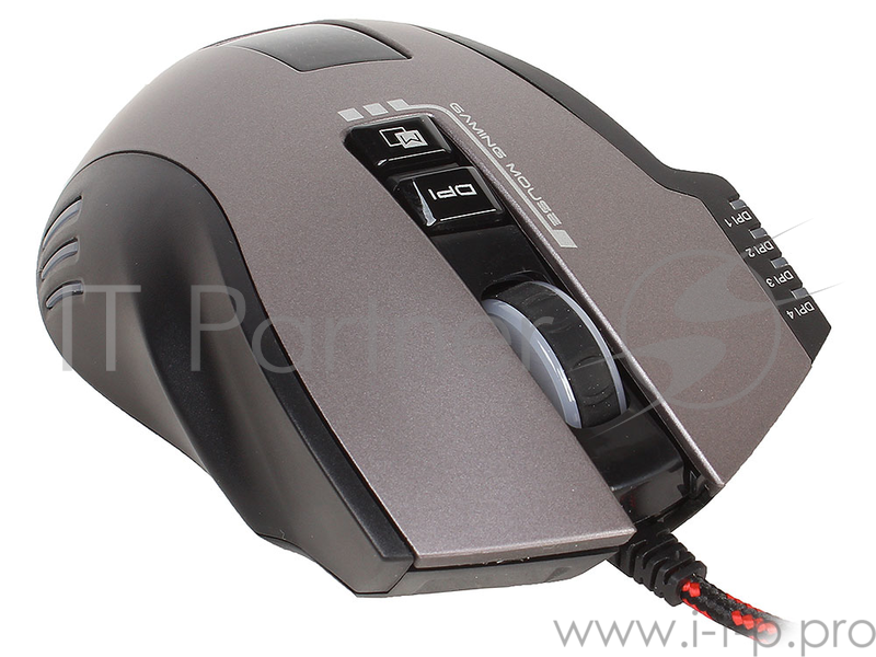 Мышь проводная Jet.A CRATUS JA-GH22 USB {Проводная игровая мышь, 500-3000dpi, 7 программ. кнопок + кнопка перекл. профилей + запись макросов, LED-подсветка, кабель 1.8м}