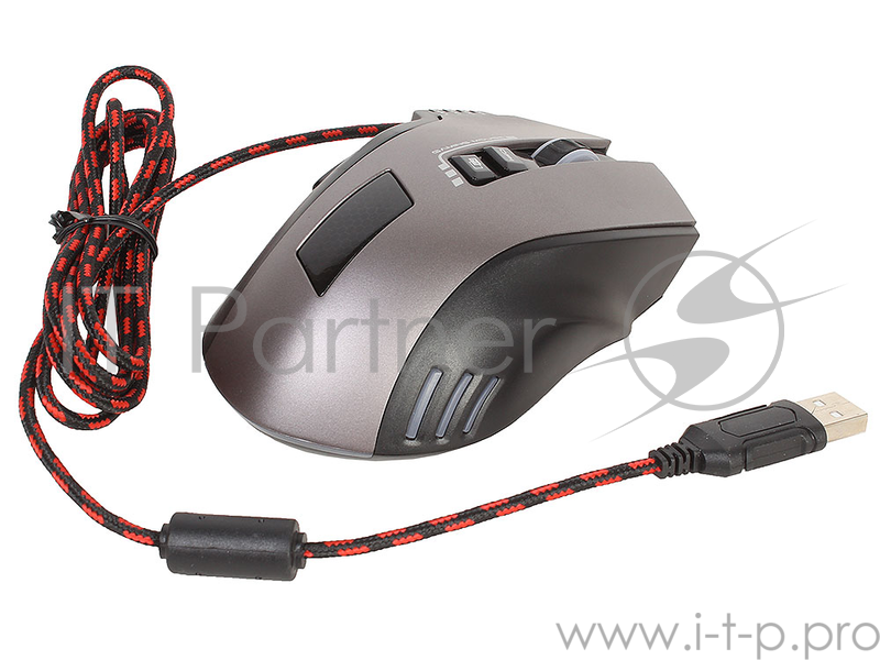 Мышь проводная Jet.A CRATUS JA-GH22 USB {Проводная игровая мышь, 500-3000dpi, 7 программ. кнопок + кнопка перекл. профилей + запись макросов, LED-подсветка, кабель 1.8м}