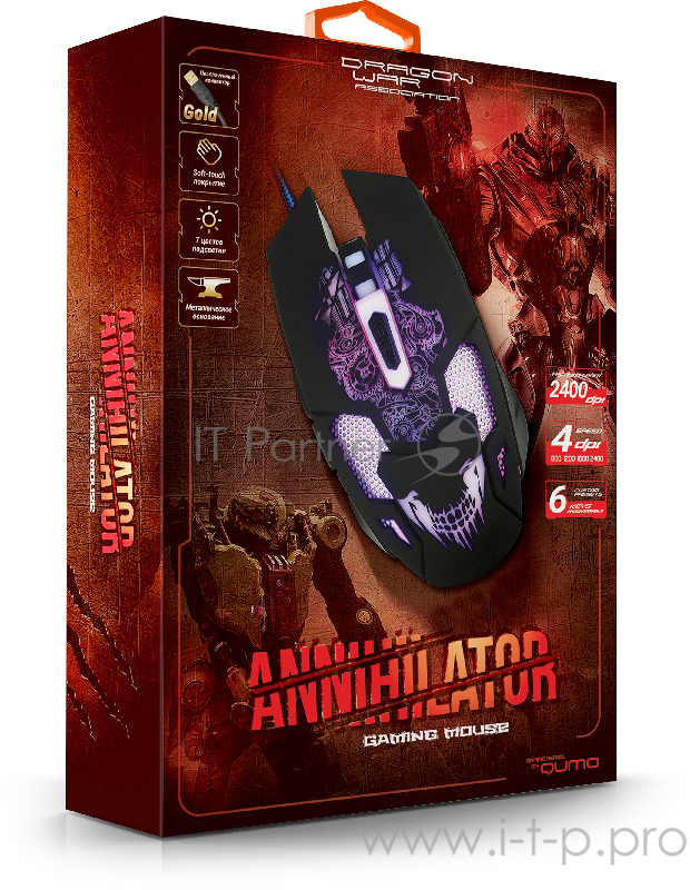 Мышь Qumo Annihilator M04, проводная, оптическая, 1200/1600/2400/3200 dpi