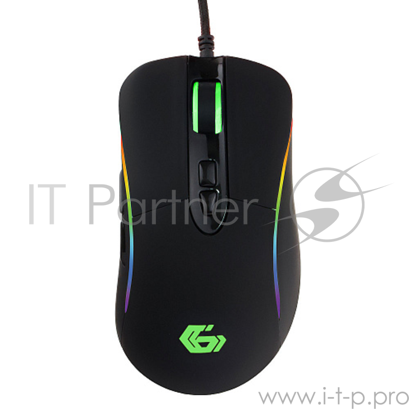Мышь игровая Gembird MG-750 черный USB {чип Avago, 4000DPI, 7кн, подсвет 16млн цв, ПО, каб ткан 1.7м}
