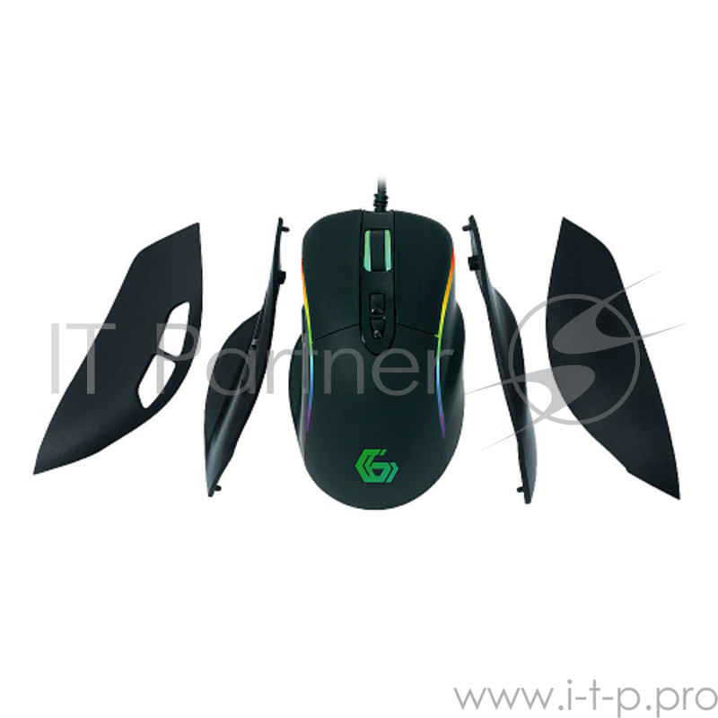 Мышь игровая Gembird MG-750 черный USB {чип Avago, 4000DPI, 7кн, подсвет 16млн цв, ПО, каб ткан 1.7м}