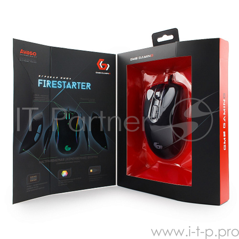 Мышь игровая Gembird MG-750 черный USB {чип Avago, 4000DPI, 7кн, подсвет 16млн цв, ПО, каб ткан 1.7м}