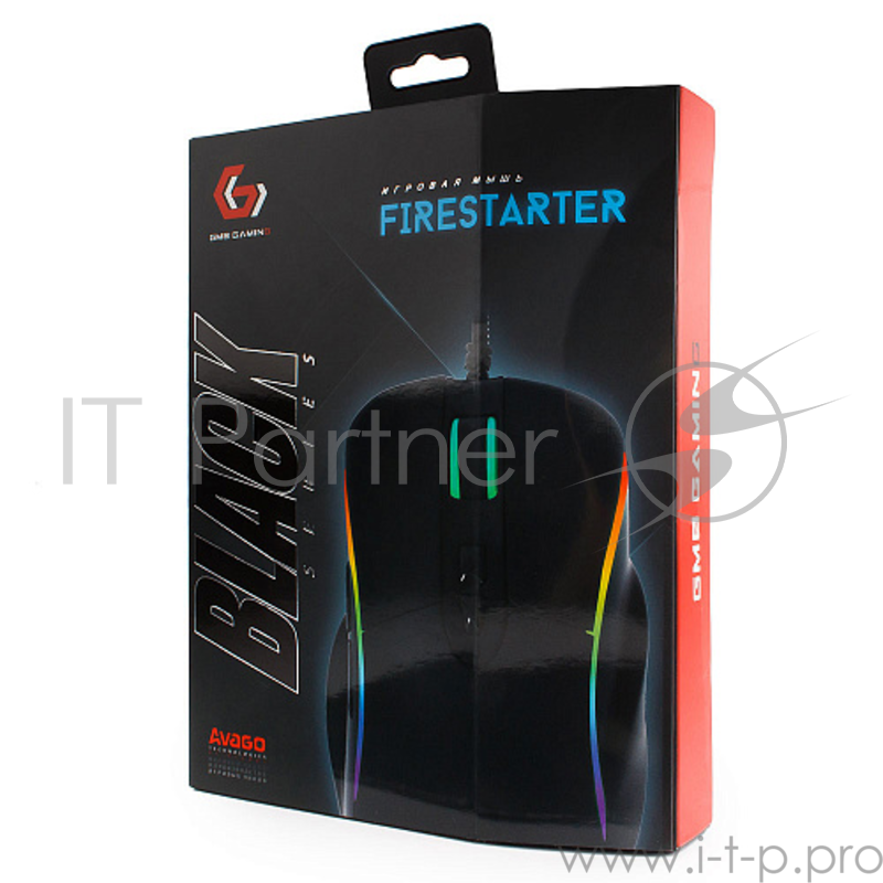 Мышь игровая Gembird MG-750 черный USB {чип Avago, 4000DPI, 7кн, подсвет 16млн цв, ПО, каб ткан 1.7м}