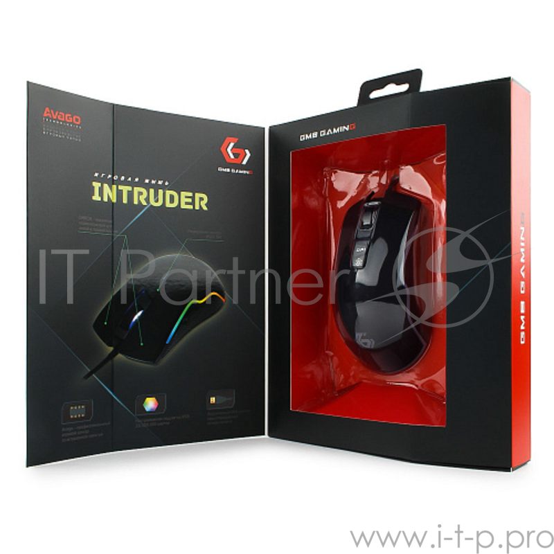 Мышь игровая Gembird MG-700 черный USB {чип Avago, 2500DPI, 7кн, подсвет 16млн цв, ПО, каб ткан 1.7м}