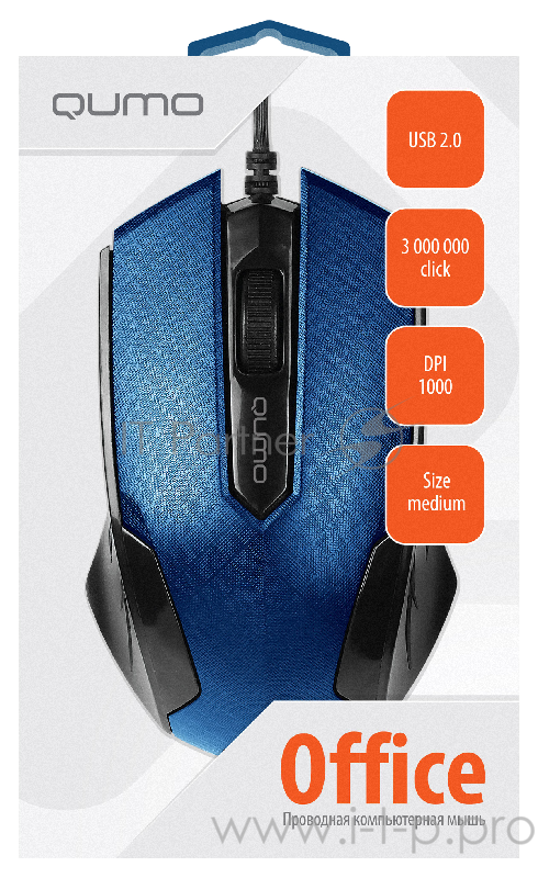 Мышь Qumo Office M14 Blue, проводная, оптическая
