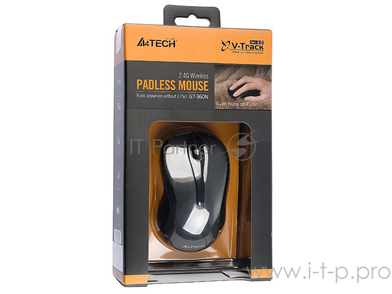 Мышь Беспроводная A4TECH W G7-360N-1, USB (серый) Nano 2.4 ГГц, 3 кн, V-Track