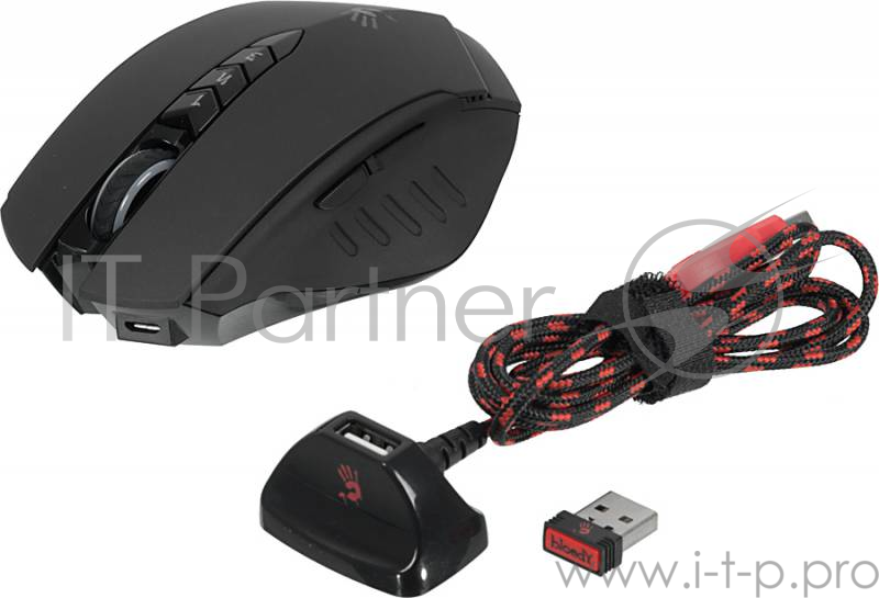 Мышь A4 Bloody R8-1/R80 черный оптическая (4000dpi) беспроводная USB игровая (7but)