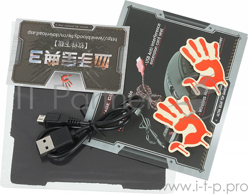 Мышь A4 Bloody R8-1/R80 черный оптическая (4000dpi) беспроводная USB игровая (7but)