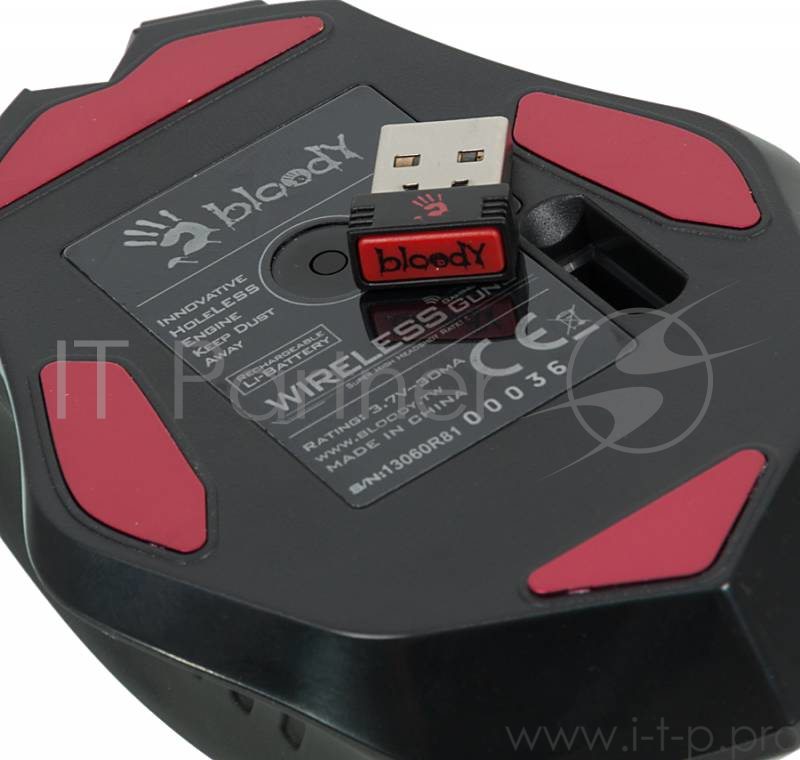 Мышь A4 Bloody R8-1/R80 черный оптическая (4000dpi) беспроводная USB игровая (7but)