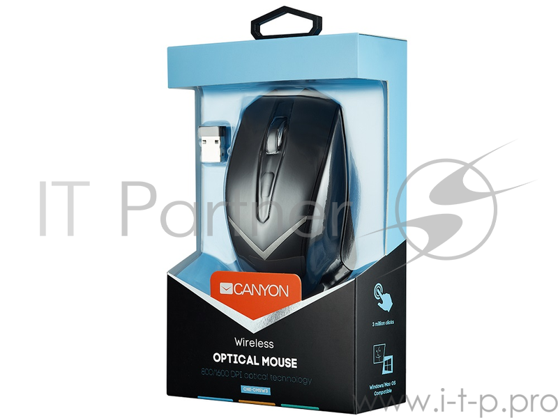 Мышь CANYON CNE-CMSW3, 800/1600 dpi, 6 кнопок, Черная