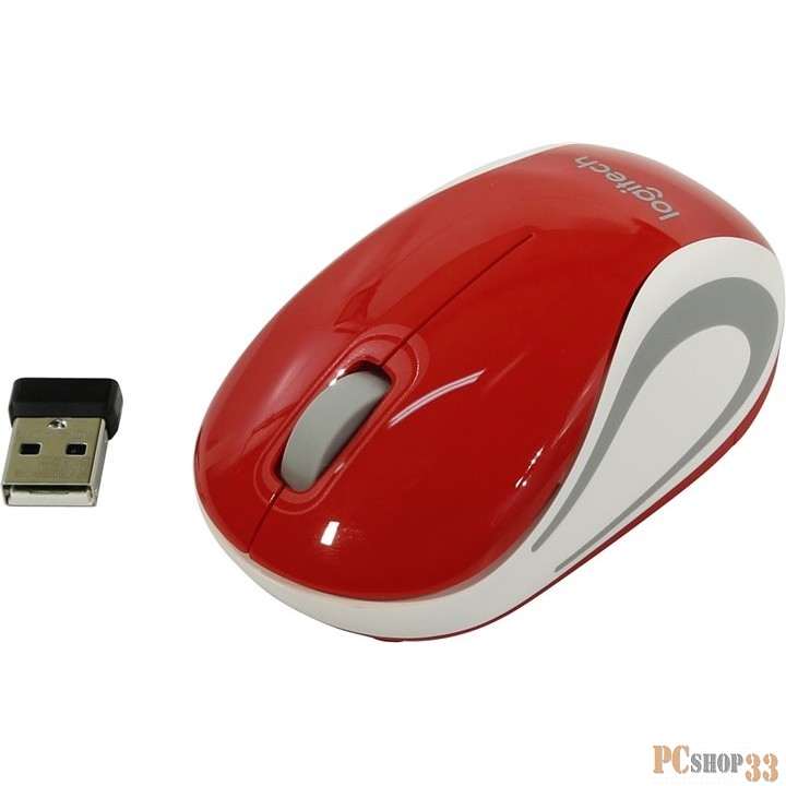 Мышь (910-002732) Logitech Wireless Mini Mouse M187, Red