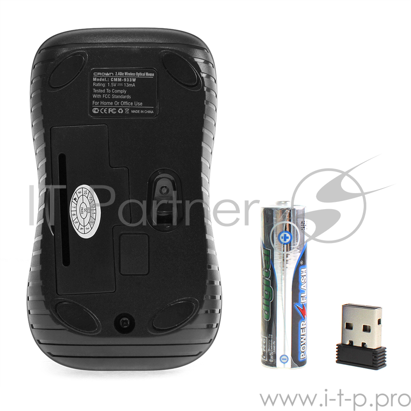 Беспроводная мышь CROWN CMM-933W (3 кнопки 1000DPI Нано ресивер,2.4ГГц Soft-touch пластик, питание АА (в комплекте) ,Plug & Play)