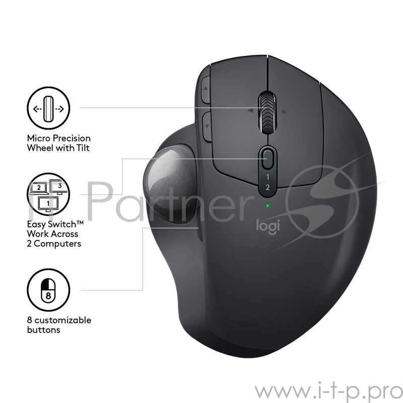 Мышь Logitech трекбол беспроводной MX Ergo