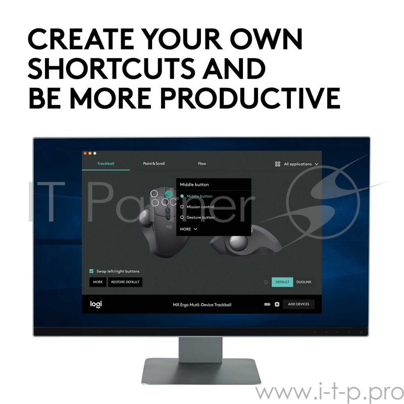 Мышь Logitech трекбол беспроводной MX Ergo