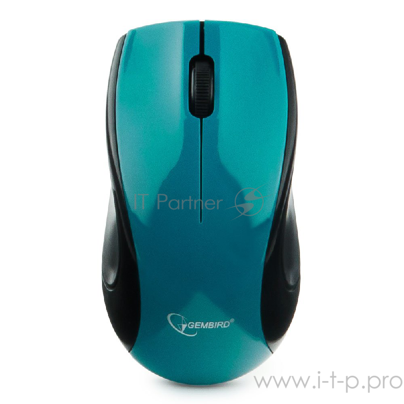 Мышь беспроводная Gembird MUSW-320-B, 2.4ГГц, голубой, 2 кнопки+колесо-кнопка, 1000 DPI, батарейки в комплекте, блистер