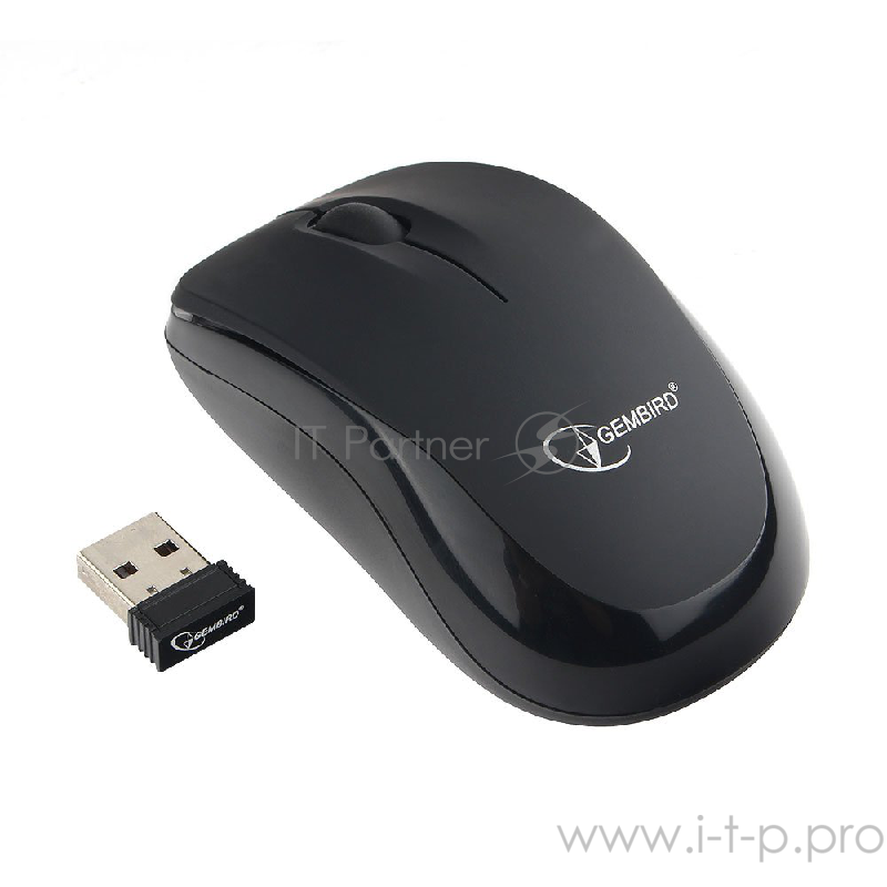Мышь беспроводная Gembird MUSW-360, 2.4ГГц, черный, 2 кнопки+колесо-кнопка, 1000 DPI, батарейки в комплекте, блистер