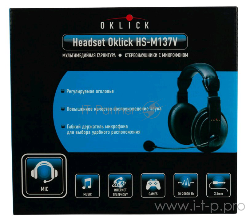 Гарнитура Oklick HS-M137V черный 1.8м мониторы оголовье