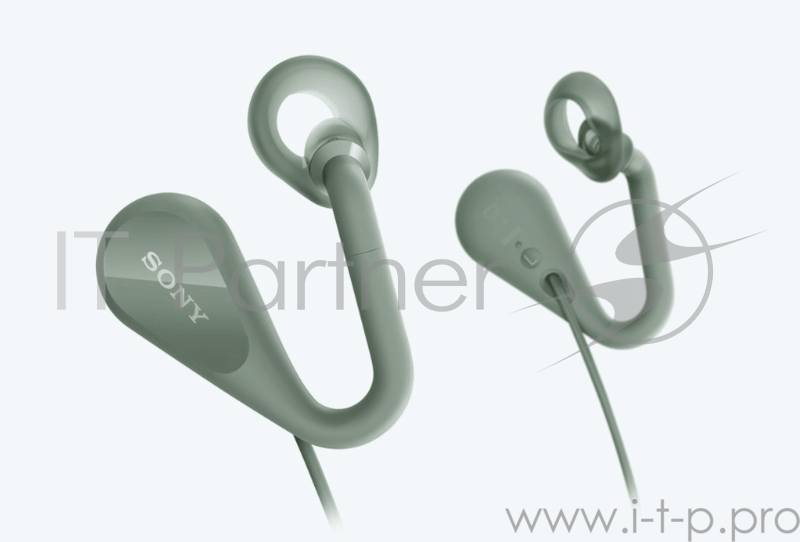 Стереогарнитура Sony Стереогарнитура с технологией открытого звука, пультом Д.У., поддержкой Android и iOS, цвет зеленый