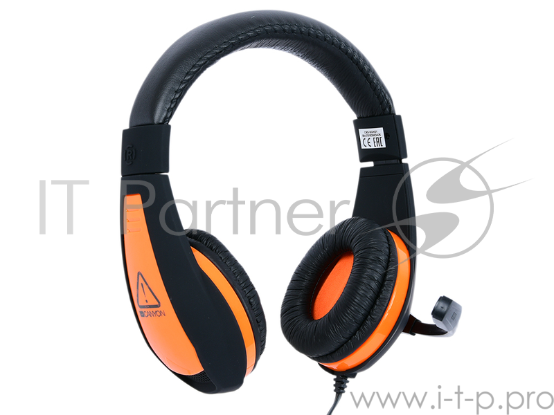 Гарнитура проводная Canyon, Черный/Оранжевый CND-SGHS1