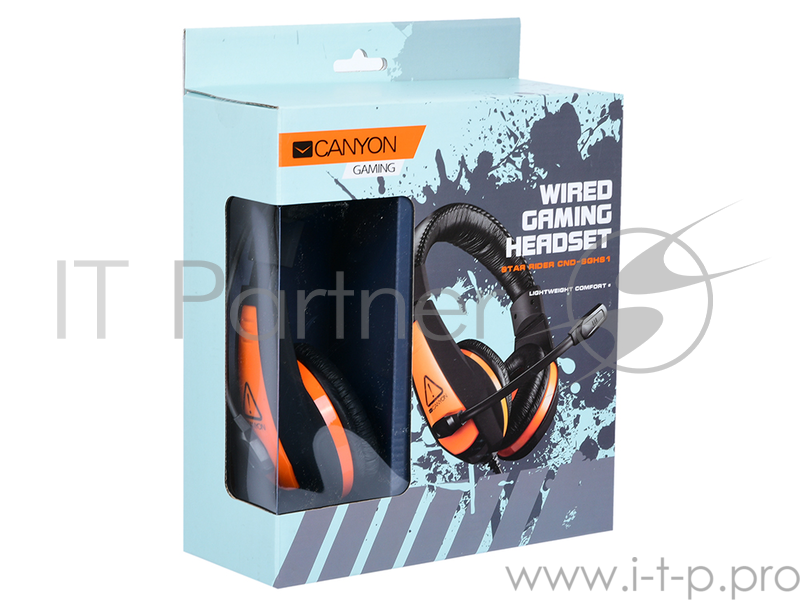 Гарнитура проводная Canyon, Черный/Оранжевый CND-SGHS1