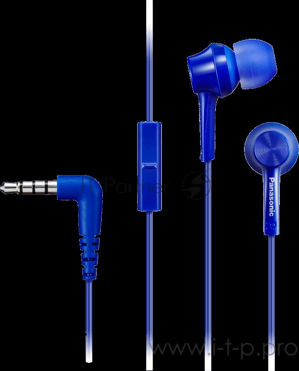 Наушники Panasonic Наушники Panasonic/ внутриканальные 10-24000Гц 1.2м 3.5мм 98дБ микрофон синие