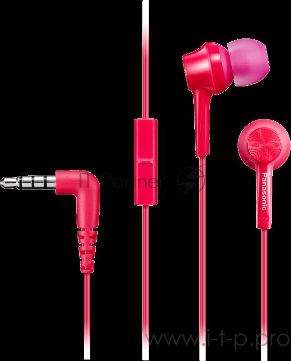 Наушники Panasonic RP-TCM115GCP внутриканальные 10-24000Гц 1.2м 3.5мм 98дБ микрофон розовые
