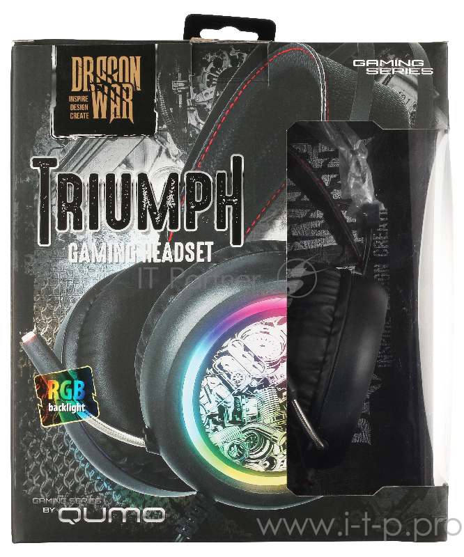 Гарнитура Qumo Triumph GHS 0014, стереогарнитура, RGB подсветка, USB+2*3,5 jacks