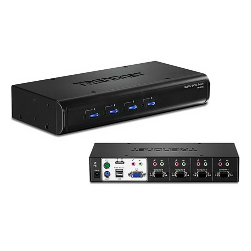 Переключатель TRENDNet TK-423K 4-х портовый USB-PS/2 переключатель KVM с аудио