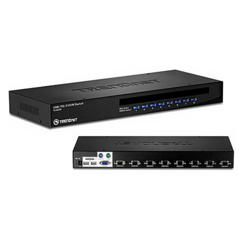 Переключатель TRENDNet TK-803R 8-ми портовый USB-переключатель клавиатура/видео/мышь для крепления в стойке