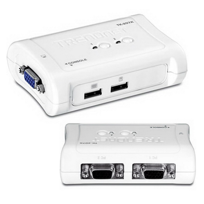 Переключатель TRENDNet TK-207K 2-х портовый коммутатор КВМ, USB, с 2 комплектами кабелей