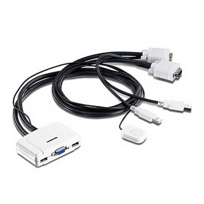 Переключатель TRENDNet TK-217I 2-х портовый KVM-переключатель c VGA,USB, выносная кнопка переключения