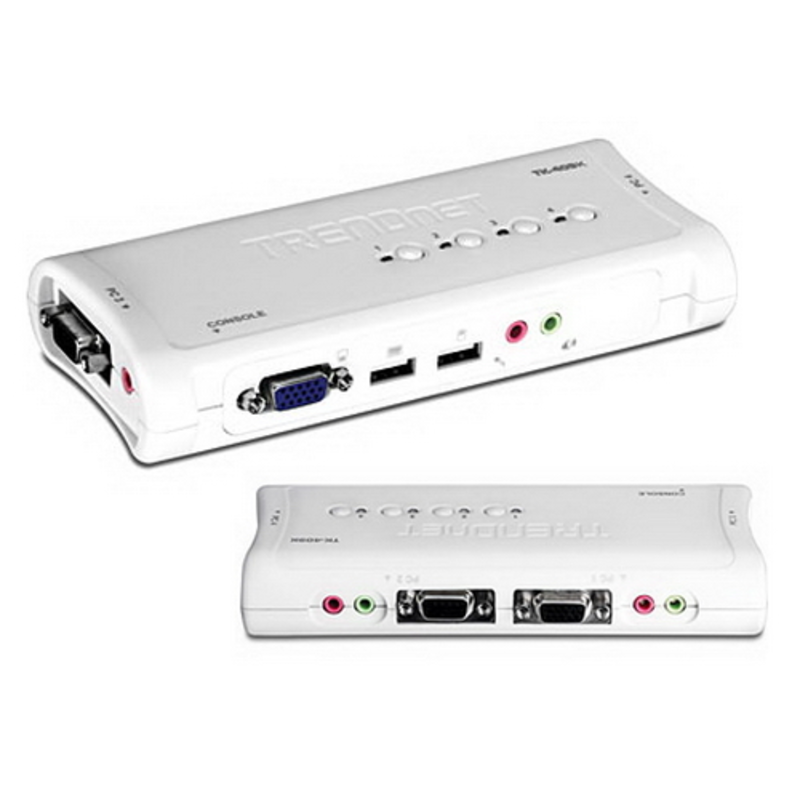 Переключатель TRENDNet TK-409K 4-х портовый USB-переключатель клавиатура/видео/мышь с аудио