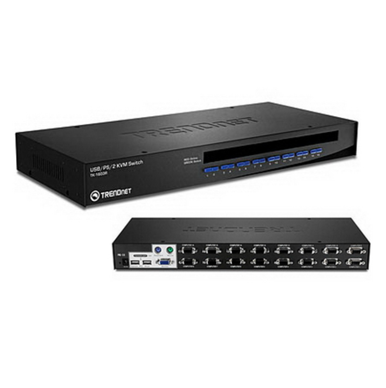 Переключатель TRENDNet TK-1603R 16-портовый USB-переключатель клавиатура/видео/мышь для крепления в стойке