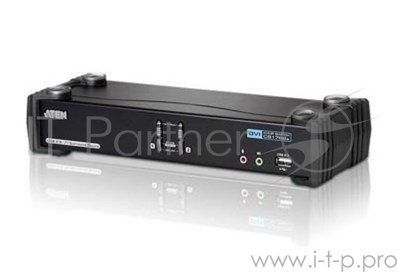 Переключатель KVM ATEN (CS1782A-AT-G) KVM+Audio+USB 2.0, 1 user USB+DVI => 2 cpu USB+DVI, со шнурами USB 2х1.8м., 2560x1600 60Hz DVI-D Dual Link/204