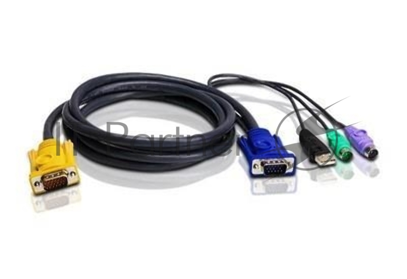 Шнур, мон., клав.+мышь USB, SPHD=)HD DB15+USB A-Тип+2x6MINI-DIN, Male-4xMale, 8+8 проводов, опрессованный, 1.8 метр., черный, (с поддерKой KVM PS/2) USB-PS/2 HYBRID CABLE. 1.8M