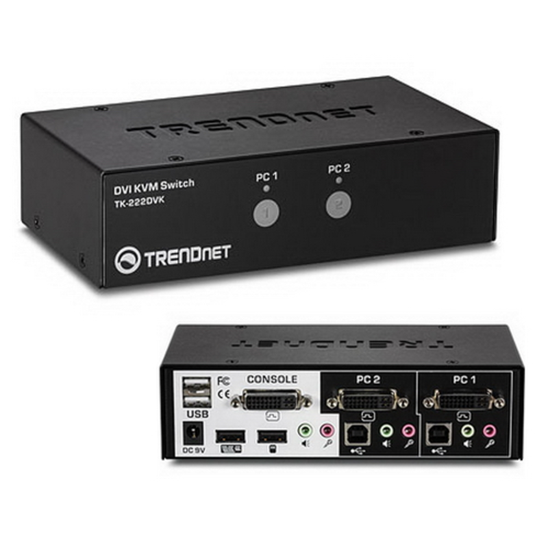 KВM коммутатор Trendnet TK-222DVK 2-Port DVI KVM Switch